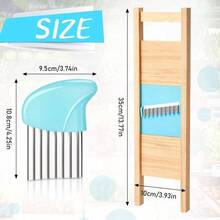 2 Pcs Wave Waffle Crinkle Cutter Set Stainless Steel French Fry Cutter Potatoes Slicer Crinkle Choppers Potato Lattice Carrot Chip Maker Kitchen ToolsBlue - Blue - View 3