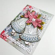 2 件圣诞主题红叶花和圣诞铃铛灰色金属模切，适用于剪贴簿装饰、DIY 剪贴簿纸工艺、压花工艺、手工工艺品和卡片制作、贺卡制作金属模切 - 銀灰 - 查看 12