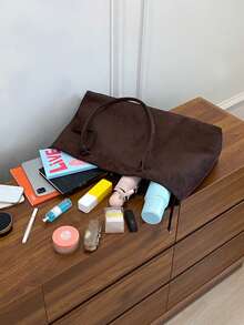 BAILEE Stylish, Minimalist, Solid Color, Matte PU Leather Dumpling Bag/Tote Bag With Foldable Magnetic Closure. Perfect For Outfits And As A Gift Option. - Multicolor - View 12