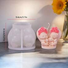 Rose Bear Scented Candle Mold, Valentine's Day Heart Rose Creative Candle Silicone Mold - White - View 3