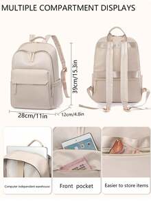 Waterproof Large Capacity Backpack, Fashion & Versatile, School Backpack - Beige - View 2