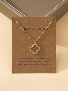 1pc Fashionable High-End Four-Leaf Clover Necklace, Luxurious Elegant Minimalist Mori Style Pendant Necklace For Girl, No Card, Luxury Four-Leaf Clover Necklace With Minimalist Nature Vibe