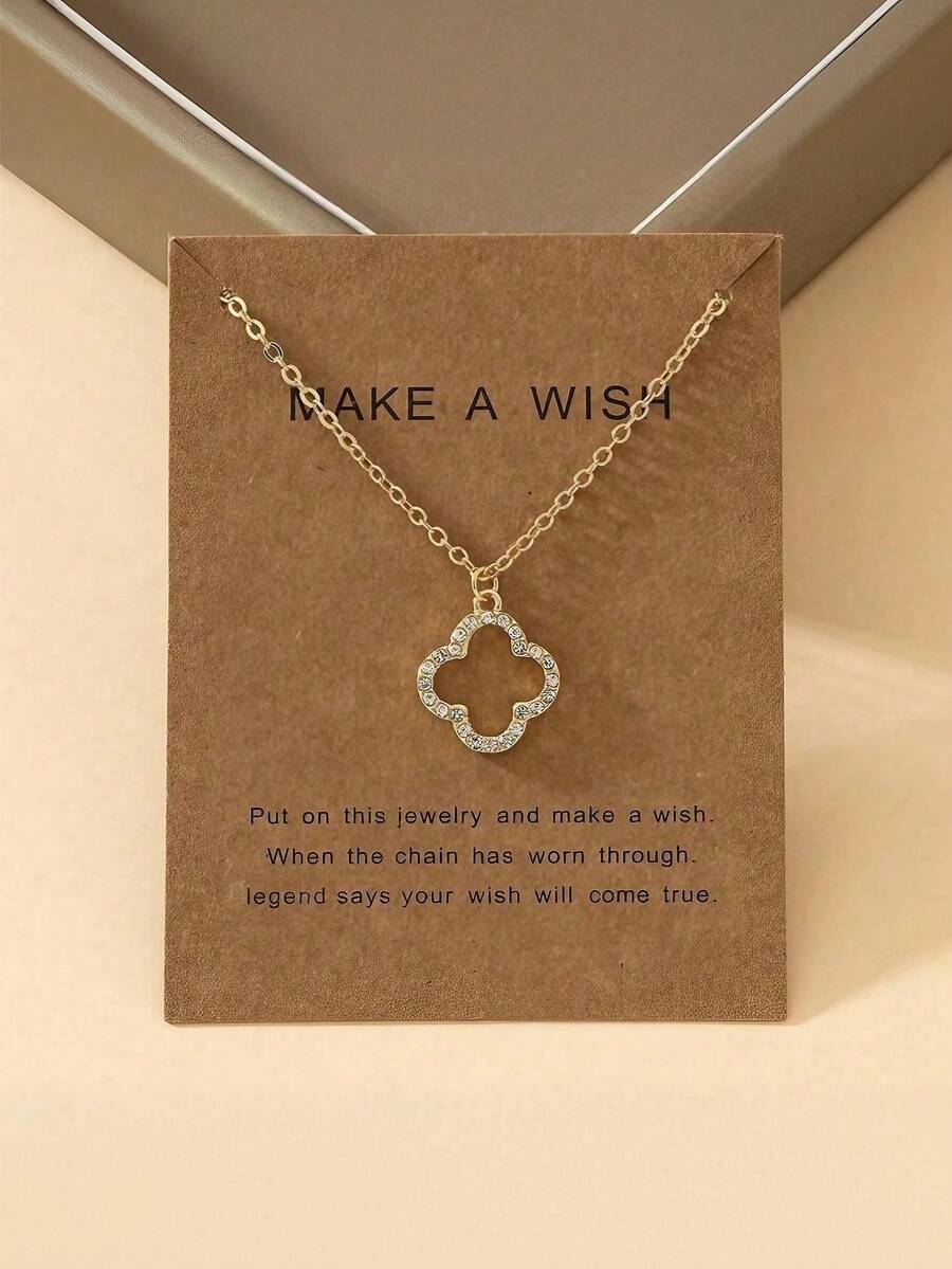 1pc Fashionable High-End Four-Leaf Clover Necklace, Luxurious Elegant Minimalist Mori Style Pendant Necklace For Girl, No Card, Luxury Four-Leaf Clover Necklace With Minimalist Nature Vibe