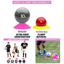 Premium Sports Cones Agility Training And Drills - 20 Pack With Tote - Orange, Green, Pink, Yellow, Or Red