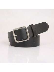 1pc Plus Size Women's Black Minimalist Buckle Waist Belt, Versatile For Shorts, Skirts, Suitable For Daily Wear, University, Commute, Formal Occasions, L-3XL, Mother's Day Gift