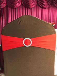 50PCS Lycra/Spandex/Stretch/Elastic Chair Cover Sashes/Bands/Bows/Ties For Decorating Graduation, Birthday, Wedding, Bridal Shower, Baby Shower, Barbecue, Buffet, Christmas, Decorative Birthday Parties Ceremony Folding Chairs Tablecloth Table Cover Linen Backdrop Carpet Flower Decoration - 紅色 - 查看 7