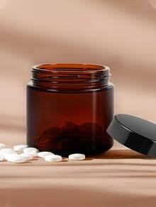 10/5/1 件 100 毫升玻璃化妆品罐，带拉环密封盖、黑色盖子、白色盖子、棕色空化妆品玻璃罐、防漏空容器、可再填充化妆品罐、密封圆形罐，适用于储存面霜、乳液、爽身粉、身体乳液、粉底、药膏、美容产品、旅行必需品和药膏衬垫、可再填充替换包、旅行配件。 - 棕色 - 查看 8