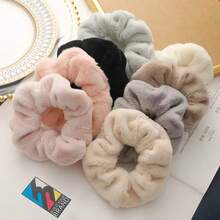 Kit 6 Cute Plush Hair Accessories For Colorful Soft Scrunchies - Enviar Cor Aleatoriamente - View 1