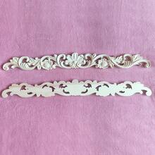 2 件未上漆木质雕花镂空装饰贴花，18.89x2.16 英寸，木工用品，带有复杂的欧洲浮雕图案，适用于橱柜、门、家具、特色墙、入口通道、楼梯、圣诞装饰、DIY 装饰 - 彩色 - 查看 9