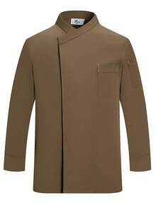 Unisex Chef Uniform Long Sleeve, High-End Hotel Kitchen, Western Restaurant, Cafe, Fast Food Restaurant, Classic Khaki Color, Personalized Design, Classic Fashion, Durable, Showcasing Chef Style