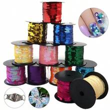 5yards 6mm Sequins Ribbon Round Flat Sequins Laser Giltter Paillettes Sequins For Crafts Sewing Cloth Accessory Sequin Trim