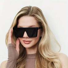 1 Pair Of Large Frame Glasses - Black Modern Minimalist Style, Includes Glasses Case And Cleaning Cloth - Unisex Fashion Glasses - Perfect Gift For Birthdays, Anniversaries, Formal/Casual Occasions - Luxurious Accessories, Durable Design, Item, High-Quality Lenses, Essential For Fashion Enthusiasts - 黑色 - 查看 4