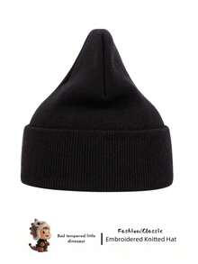 1 件男女通用哥特式刺绣针织帽，时尚街头滑雪帽，温暖多用途寒冷天气帽，宽松版型