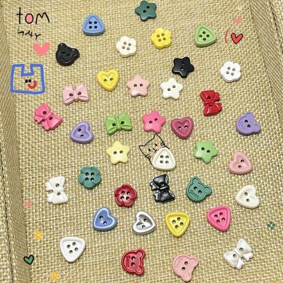 30pcs/Set Cute Series Eyed Macaron Colorful Small Buttons, Adorable Clothing Decor Buttons, Painting DIY Materials, Socks Bags DIY Marking Decor Materials, DIY Hair Clip & Hair Tie Decor Accessories