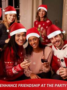 10pcs-Christmas Santa Hats, Red Santa Hat, Unisex Comfortable Holiday Santa Hats For Christmas Party And New Year Parties Celebrations Best Gifts Birthday Home Decor Christmas Decorations Room Decor Winter Christmas Decorations Home Christmas Gifts Christmas Decor