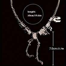 Fashion Accessories Same Style Personality Exaggerated Retro Dinosaur Skeleton Alloy Decorative Necklace - [silver] - View 1