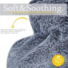 500 ml/1000 ml/2000 ml Bouteille d'eau chaude avec housse en peluche de luxe, sac d'eau chaude grande capacité et étanche pour réchauffer le cou, les épaules et les membres, convient aux hommes et aux femmes, excellent cadeau pour Noël, Nouvel An, anniversaire pour la famille et les amis (rose/gris) - Multicolore - Voir 6