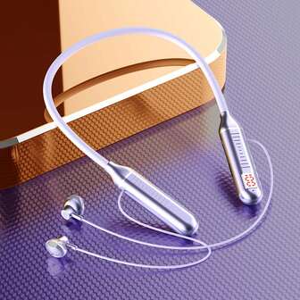 1 st. elegant halsbandsdesign, knappkontroll, mjuk och bekväm silikon, flexibel böjning, halsbandsstil, hi-fi-stereo, trådlösa sporthörlurar, snygga trådlösa musikhörlurar