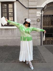 Boho Plus Size Fall And Winter Fashion Casual Vacation Simple Colorblocking Art Pattern Jacquard Round Neck Long Sleeve Sweater Pullover Brunch Outfits For Women Plus Size Halloween Sweater Christmas Clothes