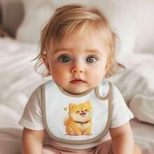 8pcs/Set Cartoon Seasonal Print Adjustable Snap Waterproof Baby Bibs For Boys And Girls