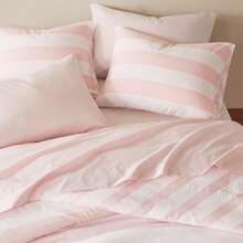Fluffy 2/3/5/7 Pieces Stripe Textured Print Comforter Set, 200 Gsm Lightweight & Breathable Bedding Sets, All Season Home Textile Fits Modern Bedroom Decor, Halloween Christmas Thanks Giving Gifts - 臉紅 - 查看 5