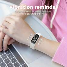 Đồng hồ theo dõi sức khỏe thể thao Unisex có máy đếm bước chân, máy đếm calo, báo thức, hiển thị ngày/giờ - Đồng hồ kỹ thuật số có pin sạc USB và dây đeo silicon mềm - Màu trắng, thích hợp cho bơi lội, tập gym, hoạt động ngoài trời - Dụng cụ tập thể dục | Đồng hồ kỹ thuật số thời trang | Đồng hồ điện tử bền bỉ, Phụ kiện tập luyện - T8A - Xem 12