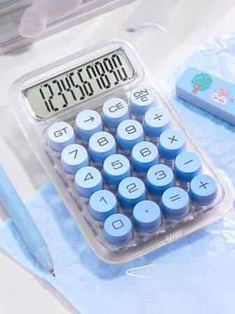 1pc渐变多巴胺计算器机械键盘，10位大显示屏适合财务、会计、学生、办公使用，ins风少女女神计算器，高端色彩，性价比高（新旧版本随机发货）