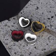 2pcs Stainless Steel Dual-Tone Heart Shaped Ear Gauges, Suitable For Various Ear Types, Ear Piercing Jewelry, Earrings, New Low Allergy Accessories, Gift For Women - Heart - View 7