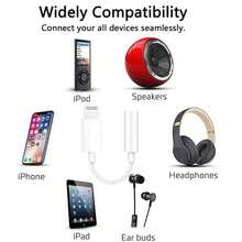 1 件 3.5 毫米音频插孔适配器电缆转换器兼容 14 系列、 13/12/11/XS/XR/8/7/6、iPad 兼容耳机插孔适配器转换器 - 白色 - 查看 5