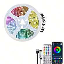 1pc 1-20M LED Strip Light, Bluetooth Smart App Control Music Sync Color Changing, RGB LED Strip With Remote, 44-Key Remote And App Controlled Smart LED Light Strips, RGB Color Changing Music Sync LED Rope Lights, Bedroom Smart Rope Lights, Suitable For Bedroom, Room, Home Decor, Party Holiday LED Lights, Living Room, Christmas Party, Wedding Decoration