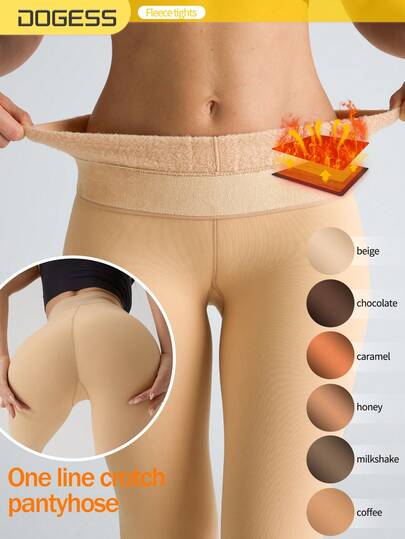 1 Pair European & American Style 220g Fleece Lined Opaque Tights, 5 Opaque Colors, 6 Size Options, Warm & Cozy