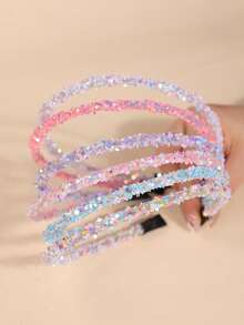 6 faixas de cabeça com lantejoulas e pentagrama para meninas, minimalistas e modernas, adequadas para uso diário - Multicolorido - Ver 6