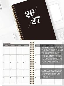 BUBU 1pc 2026-2027 Weekly & Monthly Planner Notebook, Spiral Bound Daily Schedule Academic Appointment Book, Productivity Organizer For Home, School And Office, A5 Size, Back To School Supplies