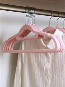 1pc/10pcs/20pcs White, Pink, Black, Gray Plush Clothes Hangers For Home Use, No Trace, Anti-Shoulder Corner, Anti-Slip, Can't Lift Bags, Clothes Drying Support, Organizer, Dry And Wet Dual-Use (Slight Color Difference Defects Do Not Affect Use)