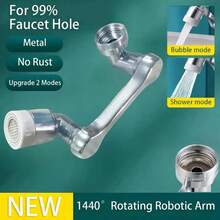 1 pieza Aireador de grifo de alta calidad, 2 modos, brazo mecánico giratorio 360°, extensión de grifo de fregadero antisalpicaduras, función de doble rociado, adecuado para cocina, baño, caravana