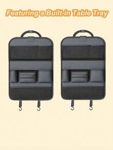 1pc Car Seat Back Storage Organizer Rack, Foldable Tray - Multifunctional Car Storage Box, Large Capacity Organizer Bag, Adjustable Straps, Easy Installation, Extendable Bottom, Various Storage Options, Keeps Car Interior Tidy And Durable, Easy To Clean