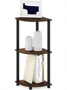 2025Furinno TURN-N-TUBE Corner Shelf, 3-Tier Corner Bookshelf, Display Storage Shelves With Open Shelves, For Organization And Storage, Living Room, Home Office, Garage, Amber Pine - 粉紅色/白色 - 查看 9