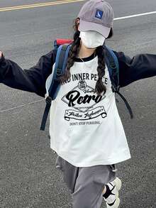 女式秋季新款小巧可爱小狗印花拼布棉质长袖T恤 - 白色 - 查看 9