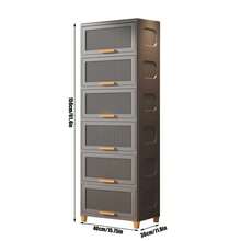 6-Tier Plastic Stackable Storage Bins: Cabinet-Style Containers For Home & Office - Neatly Stores Items, Enhances Space Efficiency - Grey - View 3