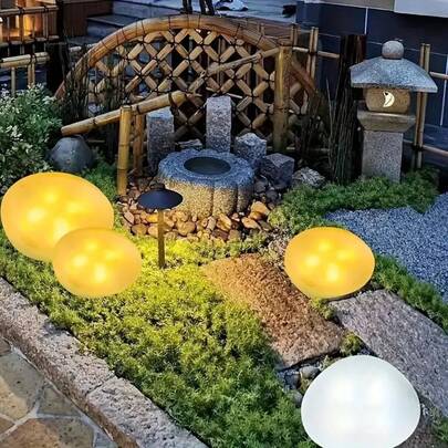 1pc Solar Powered Pebble Light With 4 LED Lights, LED Path Light, Matte Finish, Suitable For Walkway, Garden, Lawn, Pool, Wedding And Holiday Decoration