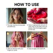 sevich Temporary Hair Coloring Wax Hair Dye, 4.23oz Instant Hairstyle Mud Cream Color Mask, Natural Hair Coloring Wax Material Disposable Hair Styling Dye Ash (Blue, Dye Free) For Cosplay, Party, Masquerade, Halloween Etc. - Hồng - Xem 10