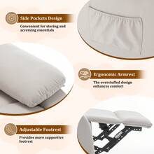 KORSER Recliner Chair, 360 Swivel Rocker Chair For Adults, Small Rocking Recliner Chair For Small Spaces, Upholstered Fabric Glider Recliner Nursery Chair With Side Pockets For Living Room, Nursery,Multiple Colors - Beige - View 6