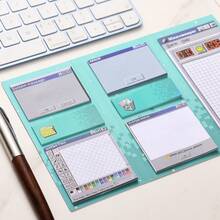 1 Set Vintage Computer Graphic Themed Sticky Notes, Includes 7 Computer Pattern Designs, Portable Student Memo Categorization Labels, Self-Adhesive & Reusable, Suitable For School, Office And Home, Perfect For Back To School Season And Vintage Stationery Enthusiasts - one-size - View 6