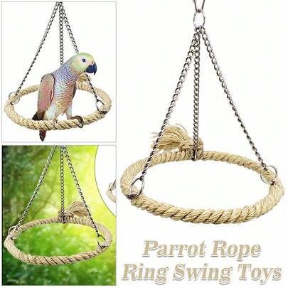 2PCS  Rope Ring Swing Toys Budgie Cockatiel Hanging Cage Hammock Perch Bird Toy