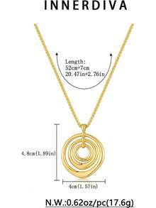 Chunky Gold Necklace, Swirl Pendant Statement Necklace With Triple Circle -Friendly Gold Plated Jewelry For Women Gift2025 - XL23067A - 查看 2