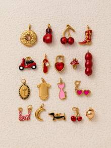 1pcINS Cute And Fashionable Stainless Steel Exquisite Cherry Underwear Top Boxing Gloves Mushroom Strawberry Cat Dog DIY Pendant, Plated With 18K Gold, Not Easy To Oxidize, Suitable For Wife And Mother To Freely Match - Multicolor - View 4