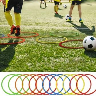 1 conjunto de argolas de amarelinha, argolas de agilidade, equipamento esportivo para treinamento de integração sensorial, argolas + fivelas podem ser combinadas livremente, entrega em cores aleatórias