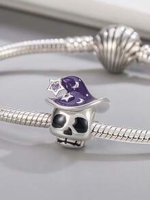 1pc Fashionable & Charming Halloween Series Skeleton, Ghost, Mummy, Witch, Drink Bottle Beaded DIY Halloween Bracelet Necklace Gift