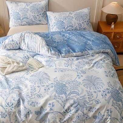 Brushed Microfiber White Boho Pattern Printed Bedding Duvet Cover Set, Includes Duvet Cover + Pillowcase, Dorm Bedding Back To School Bedding