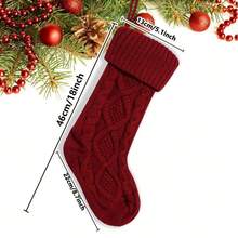 2025 New Cross-Border Knitted Christmas Socks, Christmas Tree Ornament Decorative Socks, Candy Gift Bag, Christmas Decoration, Large Size Knitted Diamond Pattern Christmas Socks, Candy Gift Bag Home Decor Christmas Decorations Room Decor Winter